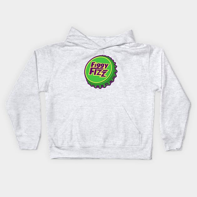 Retro Vintage Figgy Fizz Soda Bottlecap Kids Hoodie by StudioPM71